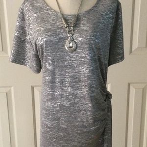 NWT INC Silver Metallic Wrap Top 2 X